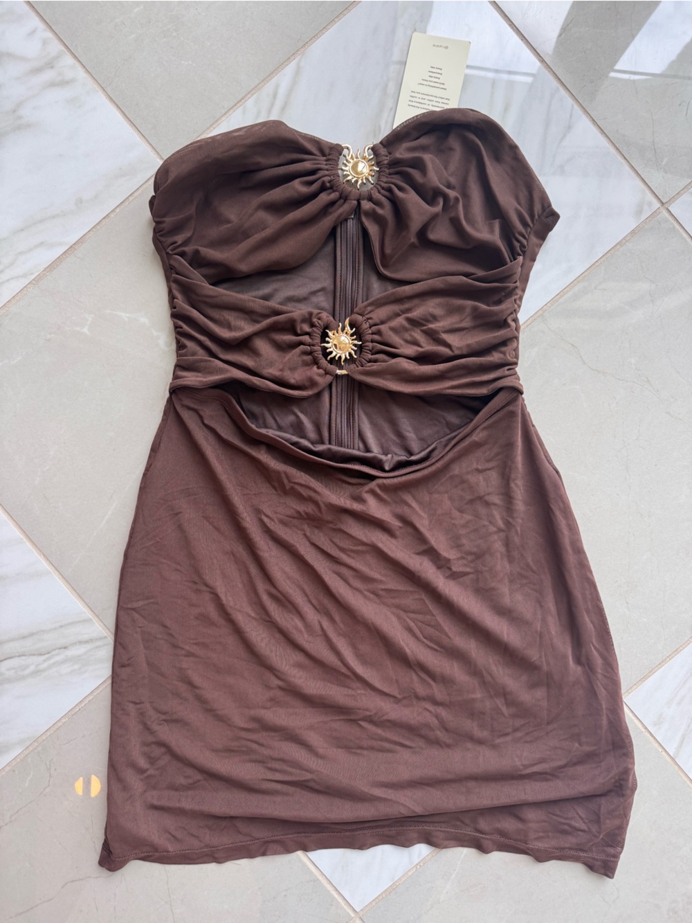 Cut out mesh mini dress